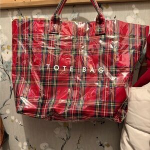 Red Plaid Tote Bag